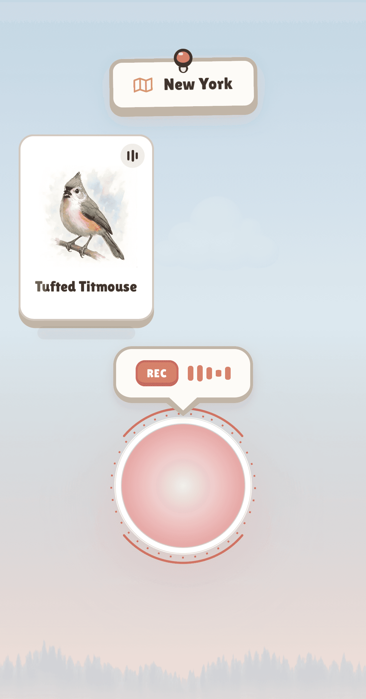 Wings & Whistles record screen: capturing a bird call